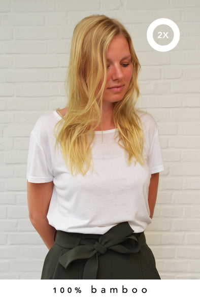 2x 100% bambus t-shirt weiß damen (sonderanfertigung in Bali + naturfarbstoff)