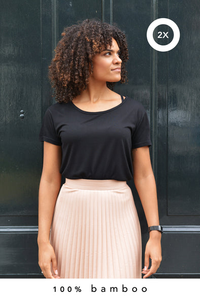 2x 100% bambus t-shirt schwarz damen (sonderanfertigung in Bali + naturfarbstoff)