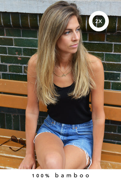2x 100% bambus unterhemd schwarz damen (sonderanfertigung in Bali + naturfarbstoff)
