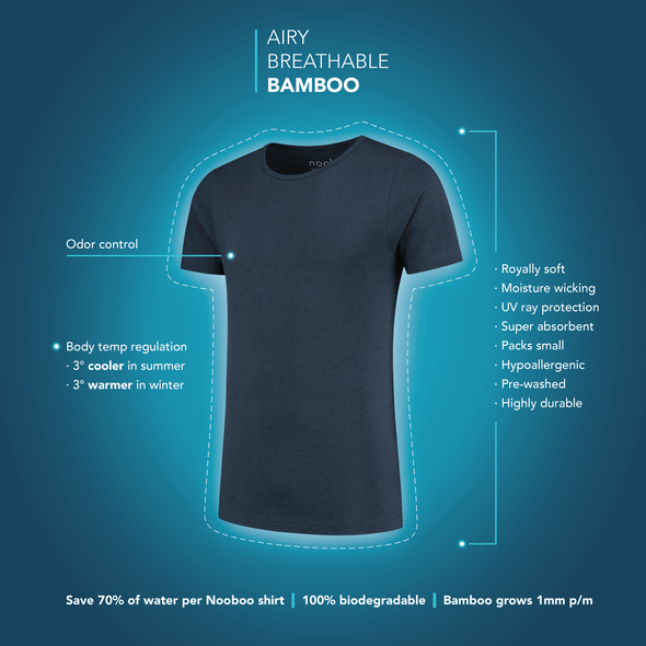 3er-packung nooboo luxuriöse bambus t-shirts 555 gramm (2+1 gratis)